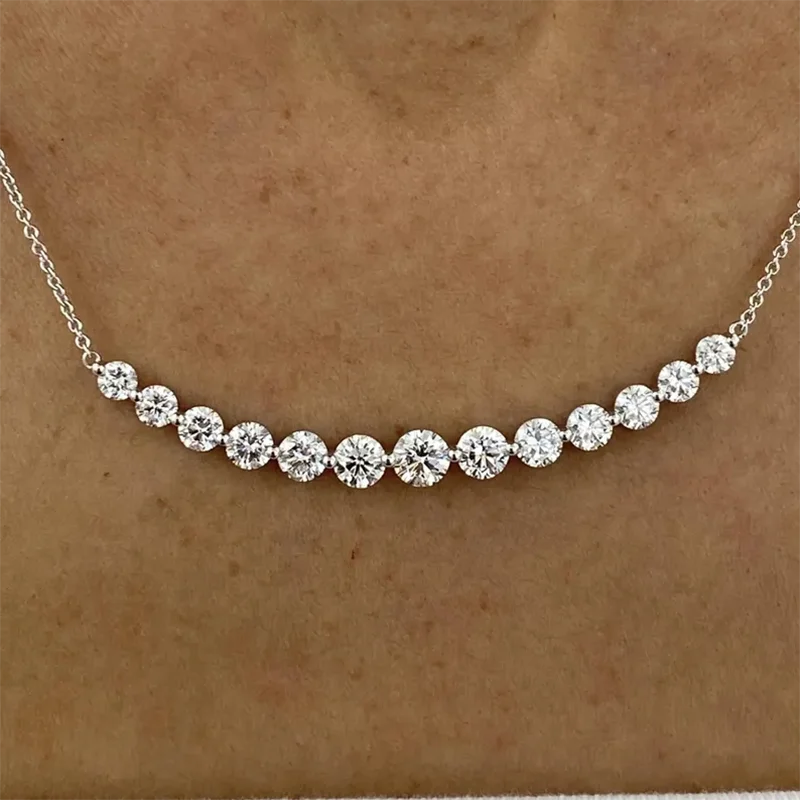 3.22ct قطع مستديرة DEF/VS VVS قلادة الماس CVD HPHT مختبر نمت الماس 14K الذهب الماس قلادة هدية حساسة
