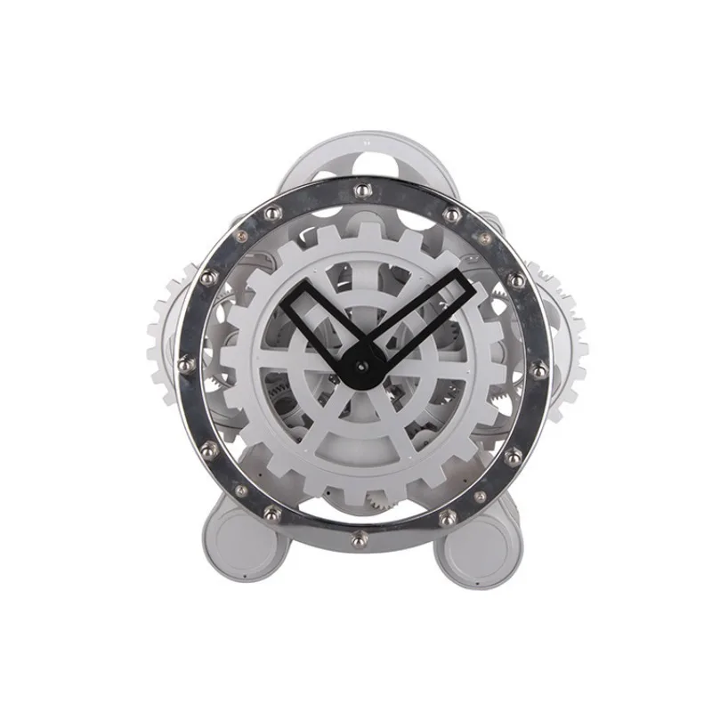 

Living room clocks European-style desk clock Double-leg gear rotating clock Creative clock Clocks Stainless steel decorative wat