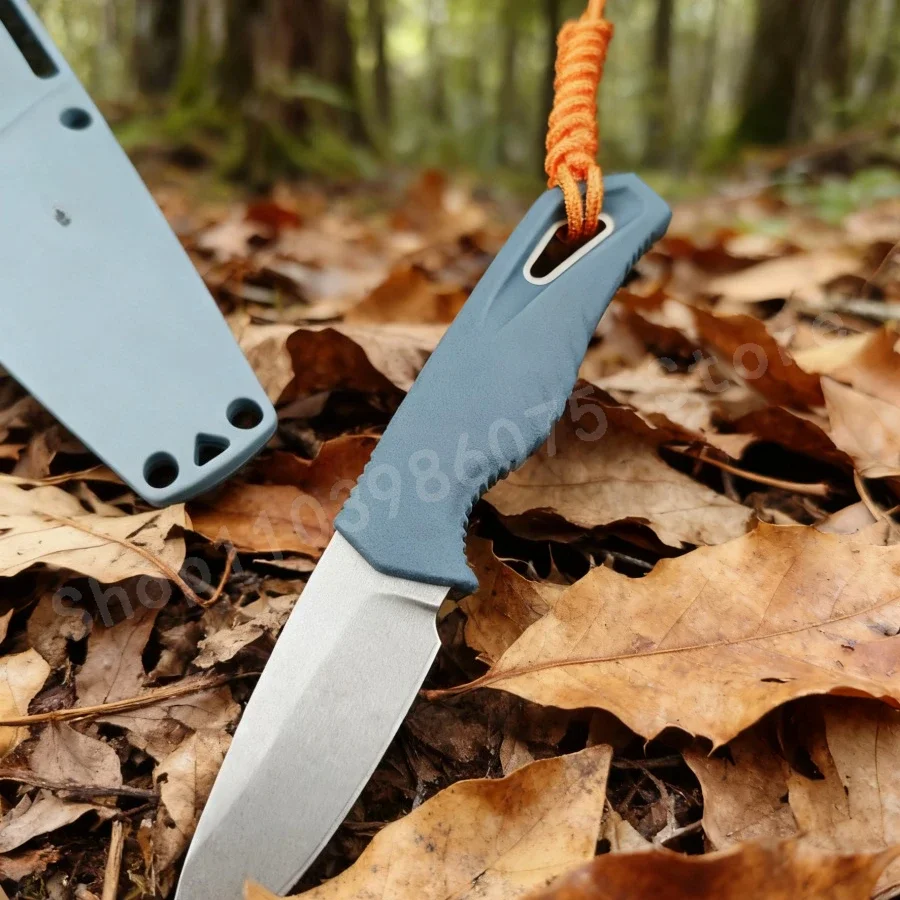 Bm 18050 azul mini faca reta com lâmina de aço d2 alça de fibra de náilon acampamento tático faca de autodefesa faca de pesca