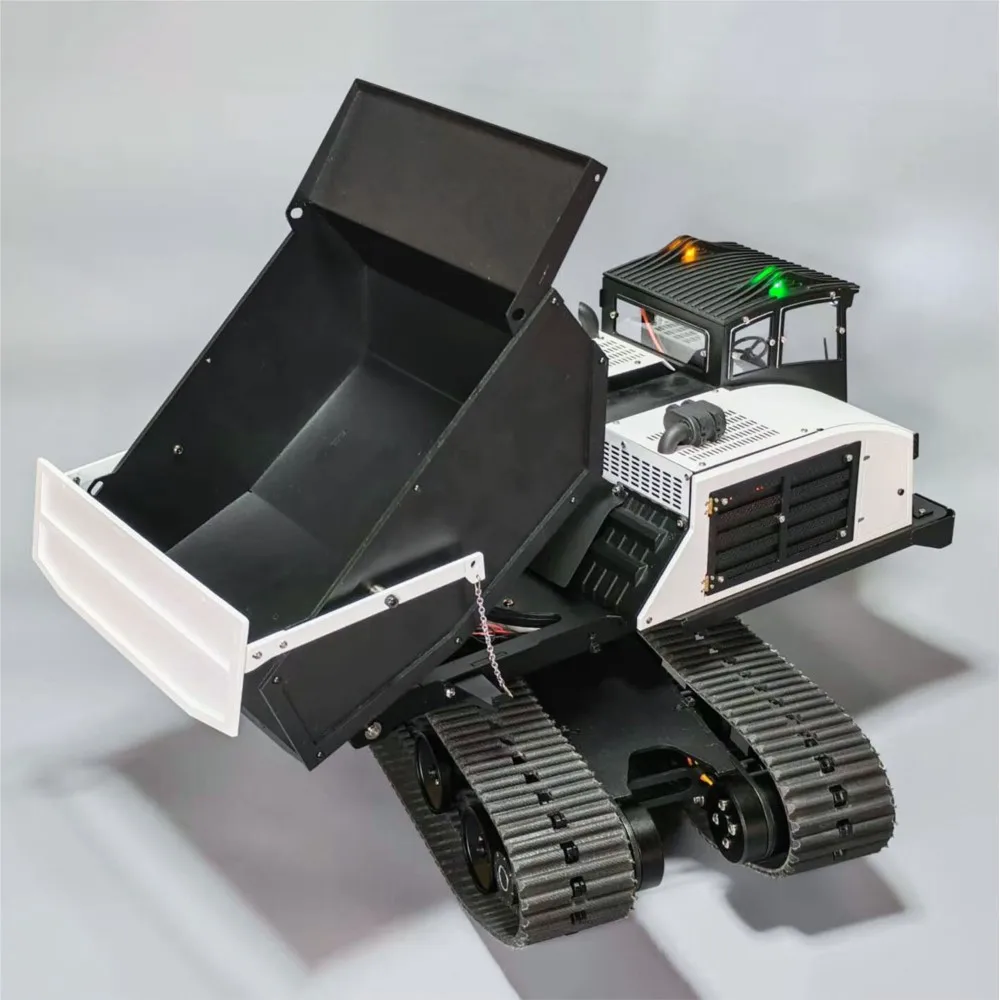 WKLC 1/14 Metal Hydraulic RC Dump Truck T14R Panther Crawler Tracked Tipper Construction Vehicle Light Sound System Flysky ST8  - view 4