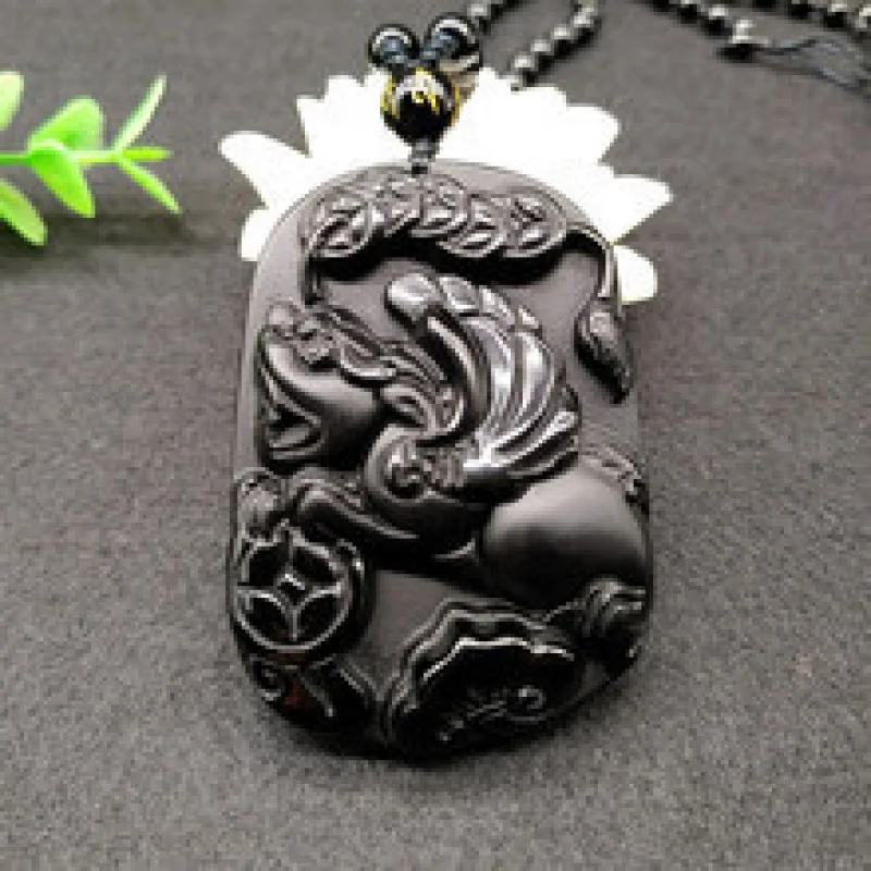 

Obsidian Pendant, Flying Ornament Men Women, Money and Fortune Pixiu