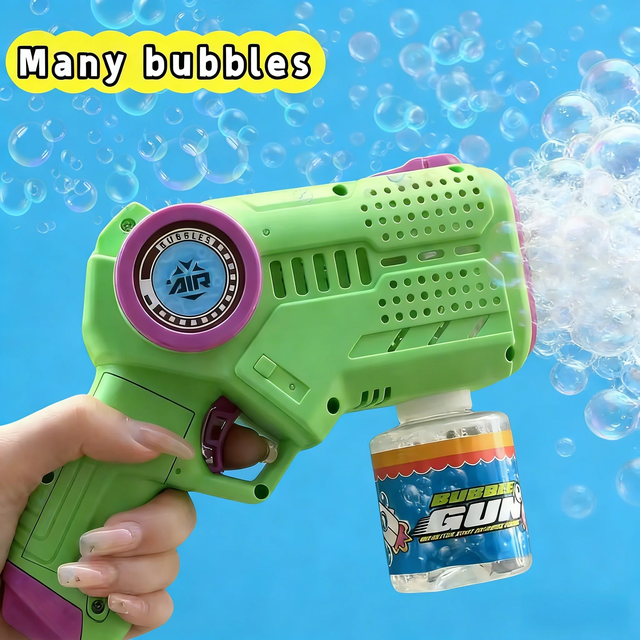 

Handheld Electric Luminous Bubble Gun Toy with Bubble Liquid for Outdoor Summer Sports Wedding Party Handheld Fun