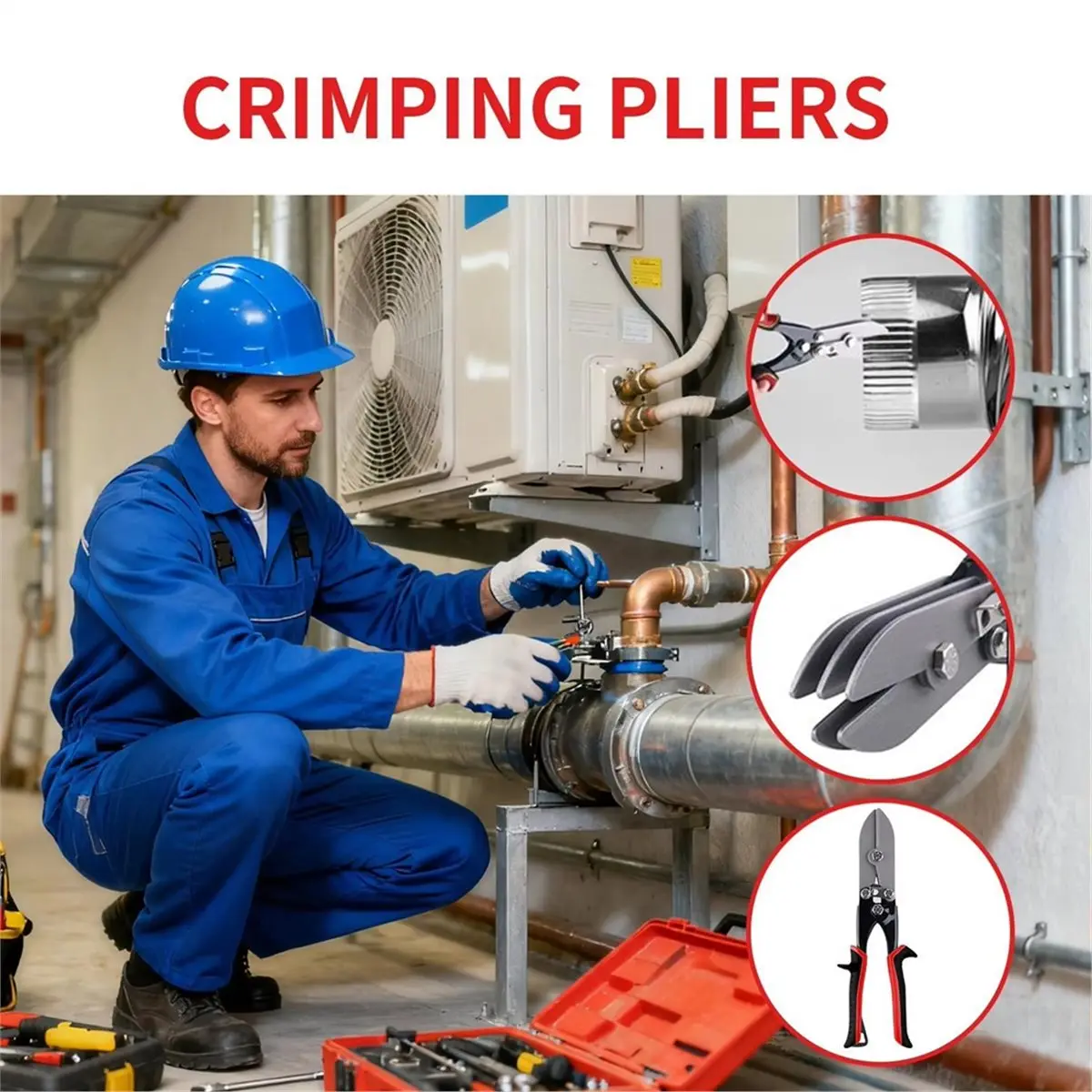 A79G Pipe Crimper Heavy Duty 5-Cutter Bender Downspouts Crimper Gutter Hand Tools for Stove Pipes Ductworks Electrical System