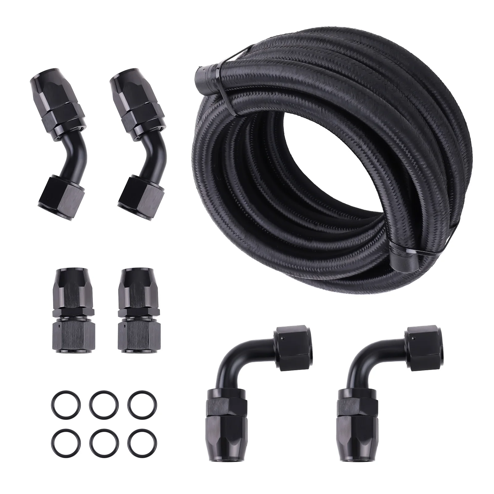 

10AN 12Ft Stainless Steel Braided Fuel Line & 6 Swivel Fitting Hose End 500 PSI