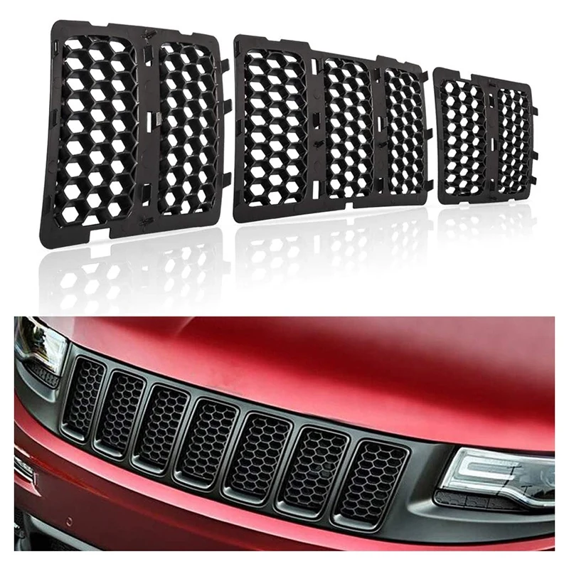 Car Honeycomb Mesh Front Grill Grille Inserts Cover Kit for Jeep Grand Cherokee