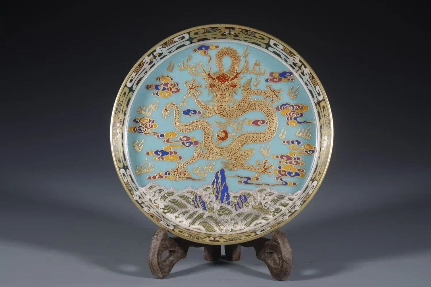 Antique hand-painted ceramics, Qing Qianlong: gold silk enamel, gold and silver pot sinking plate