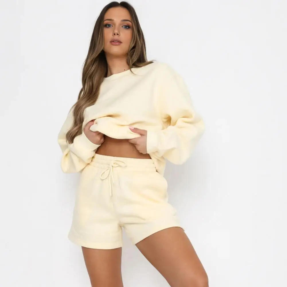 Women Casual Two-piece Suit 2026 New Spring Women Outfit Oversized Lounge Ladies Tracksuit Long Sleeve Sweatshirt Shorts Suits