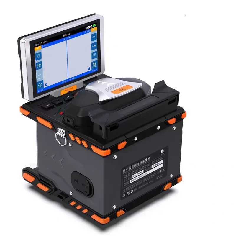 M5 optical fiber fusion splicer with touch screen OPM and VFL available in English, French, Spanish, Portuguese,Russian Italiano