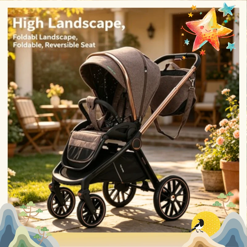 

High Landscape Foldable Baby Stroller Two Way Reclining Toddler Walking parm G800 коляска 3 в 1