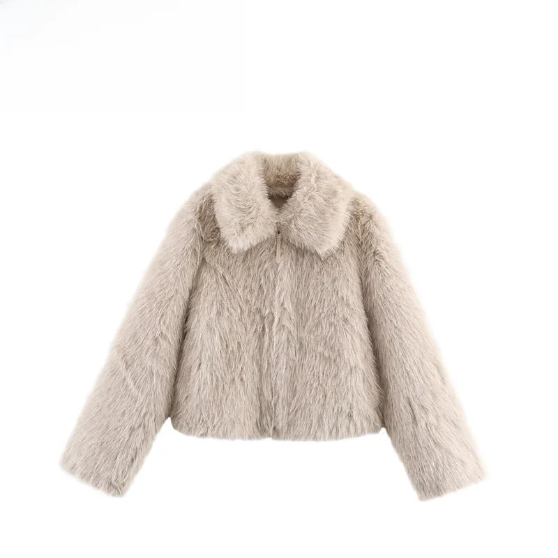 

Двусторонняя женская универсальная верхняя одежда из искусственного меха, осень 2024, трендовое женское пальто из полиэфирного волокна