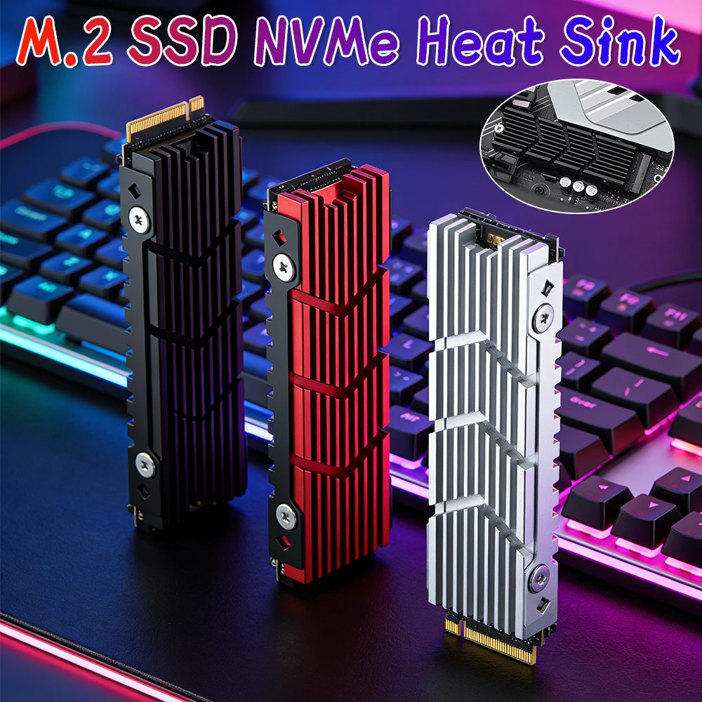 

Радиатор для M.2 SSD NVMe, алюминиевый радиатор для M2 2280 SSD с силиконовой термопрокладкой для ПК / PS5 PCIE 2280 SSD