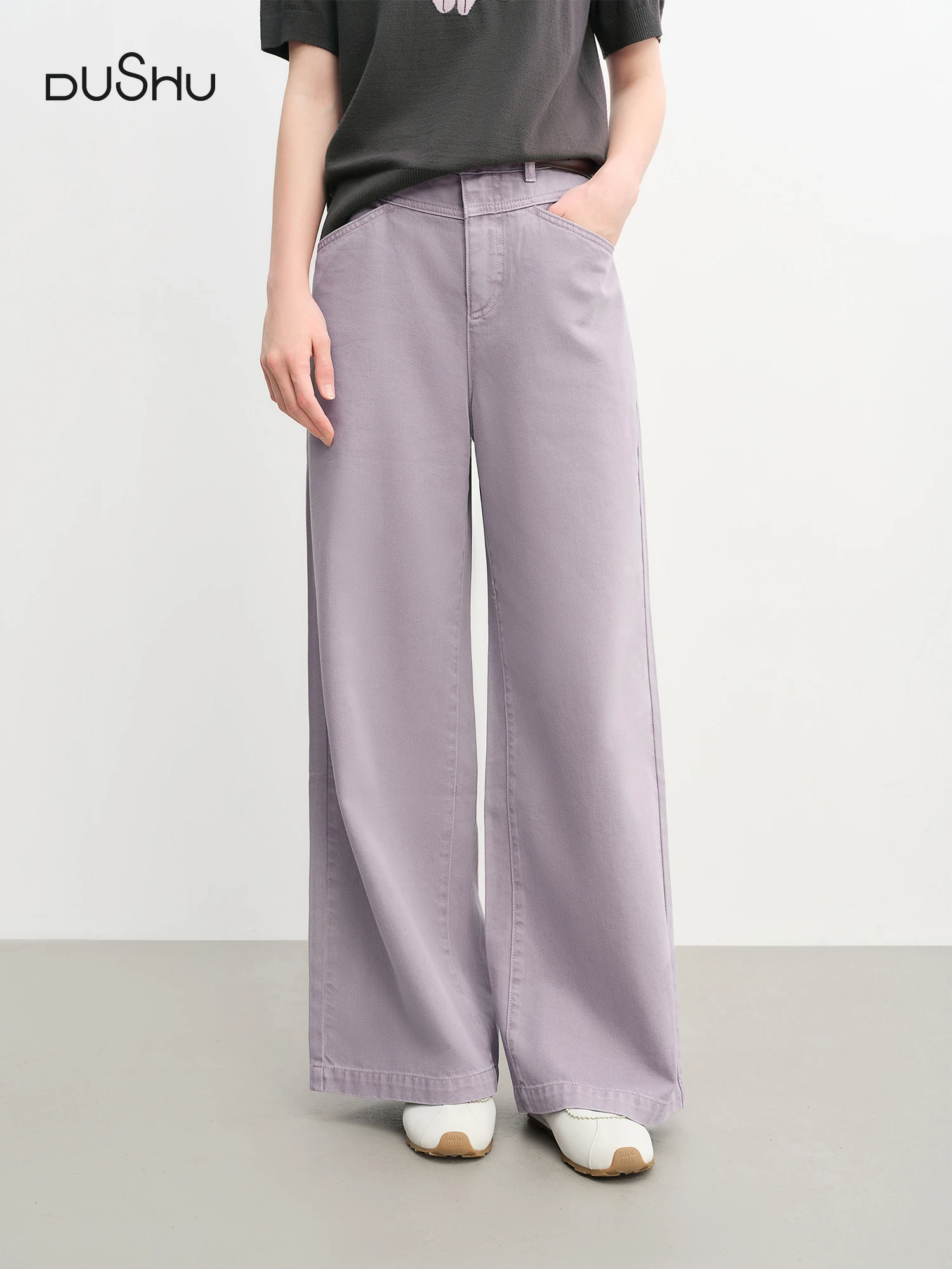 

​DUSHU 2025 Women's Multi-Color Straight Jeans - Casual Wide Leg Denim Pants Comfort Daily Wear New Arrival​