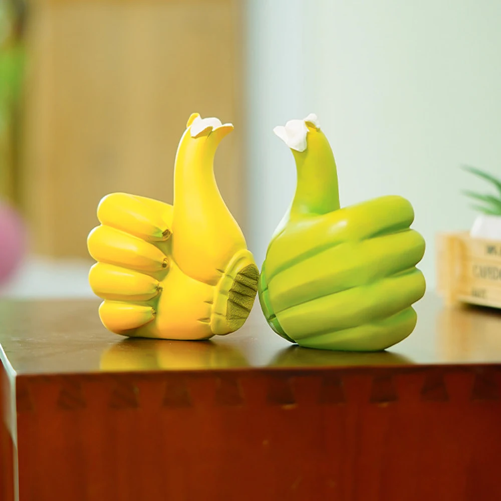 Creative Banana Thumb Ornaments Abstract Banana Sculpture Ornaments Interesting Decorative Accessories Resin Sculpture Artware