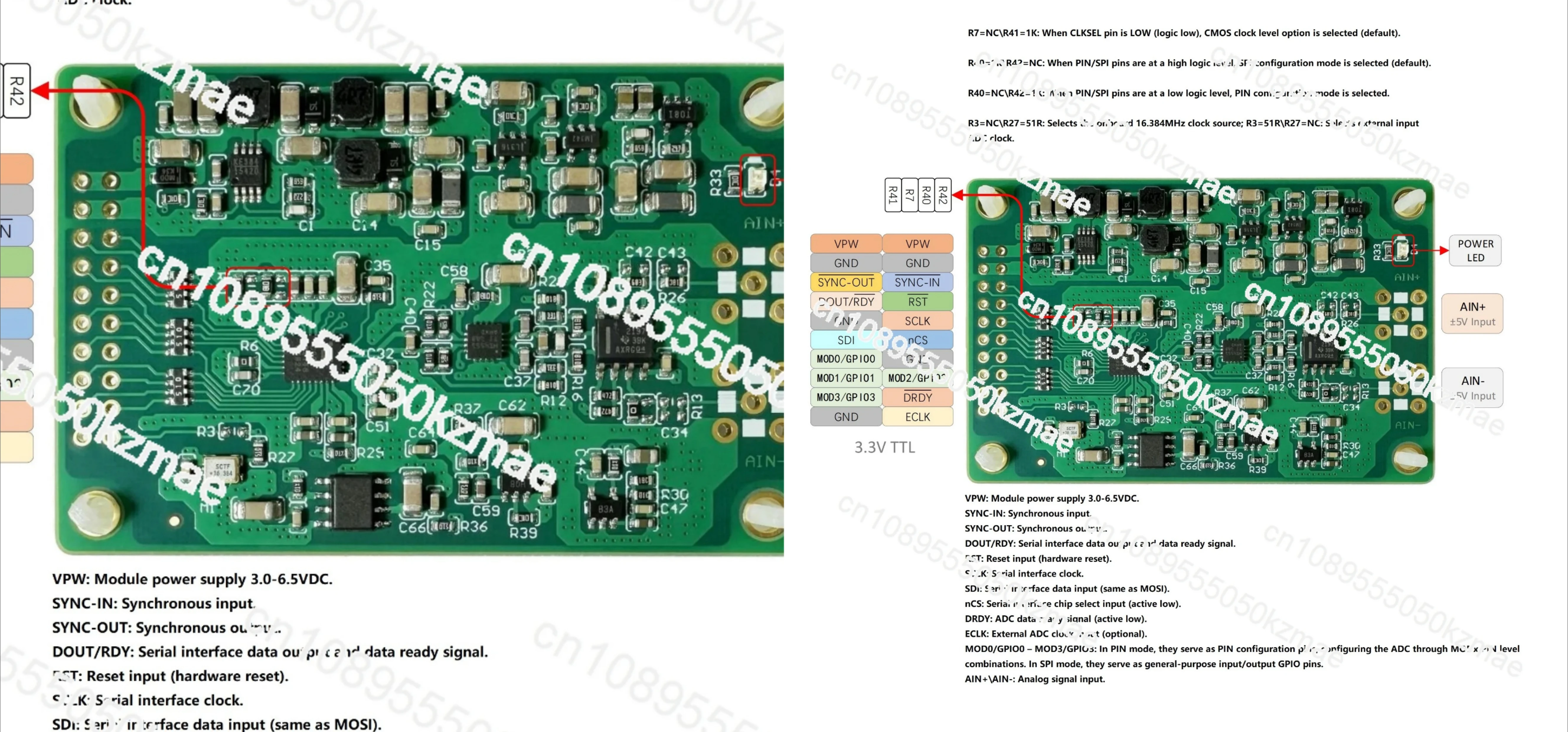 AD7768-1 24-bit 512Ksps ADC Module 16-bit 1Msps Support Low Power High Precision Data Collection Board
