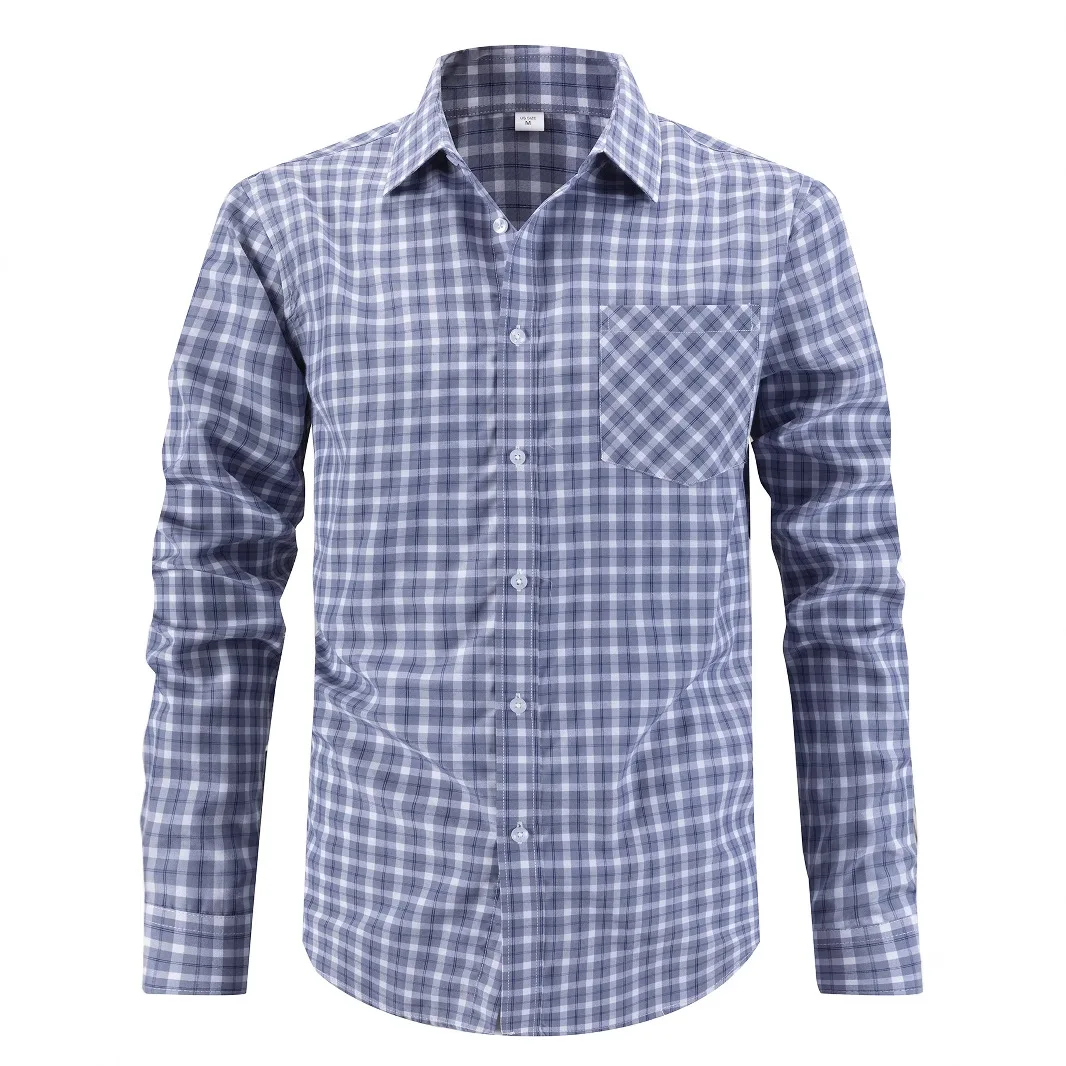 Camicia scozzese con risvolto multicolore casual da uomo nuova