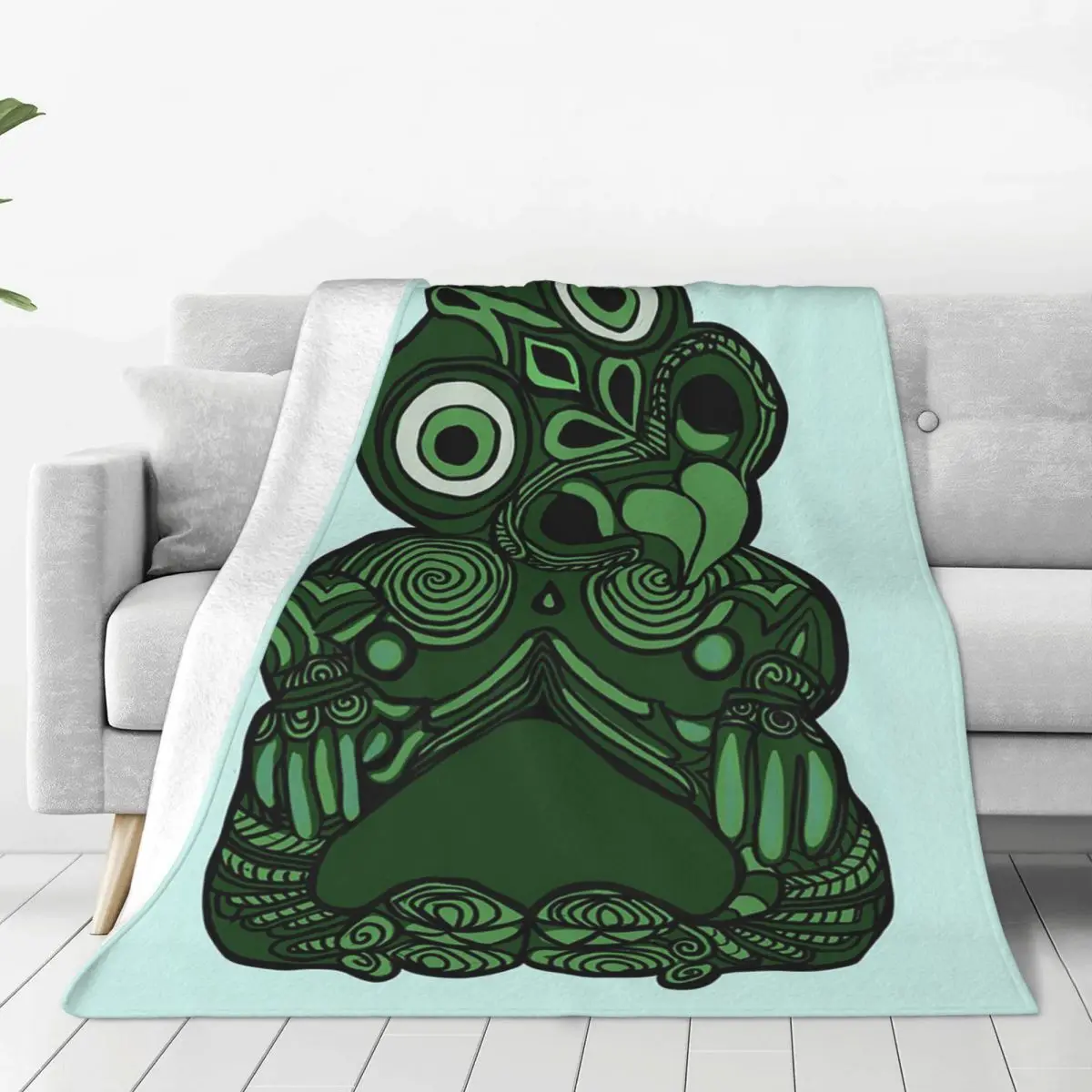 Green Maori Tiki Blanket Flannel Warm Sofa Throw Blankets For Home Bedroom Office Throws Bedspread Quilt