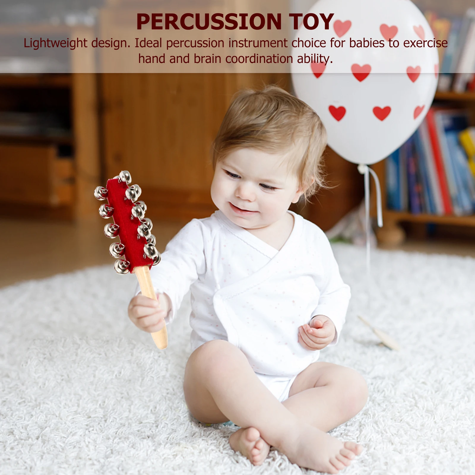 2pcs Hand Bells Red Cloth Toddler Musical Instruments Kids Percussion Toys Jingler Sticks Safe Rhythm Educational