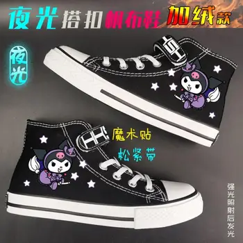 Kuromi My Melody Spring New Sneakers Cinnamoroll Sanrio Canvas Shoes Schoolgirl High Top Anti-Slip Students Cartoon Sports Shoes