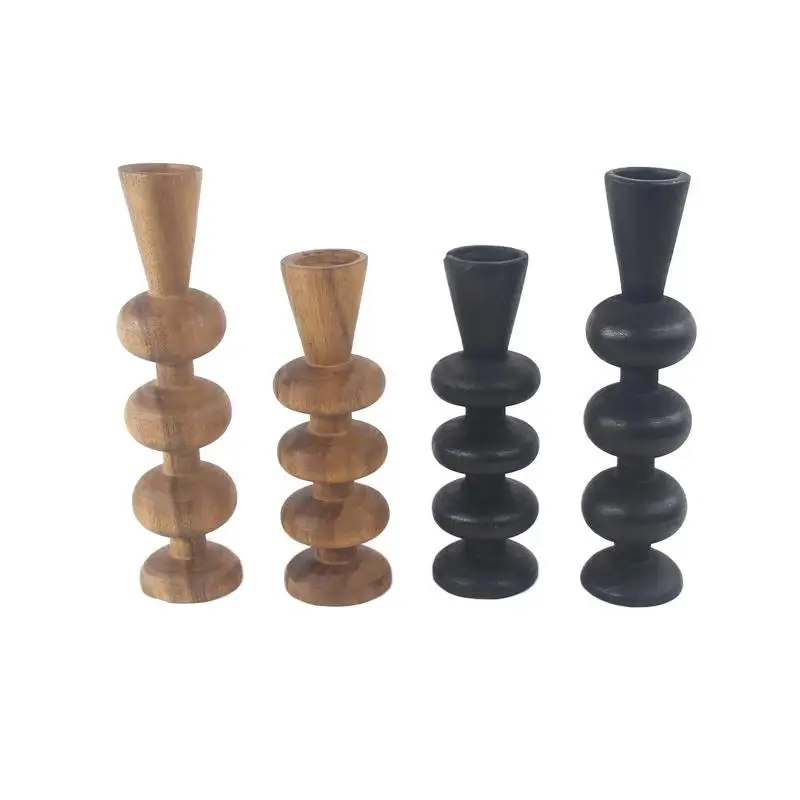

Hand-made walnut wood carbonized black candlestick desktop shooting props home decorations