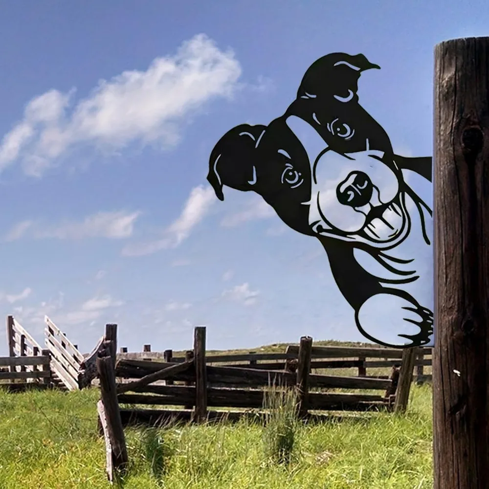 CIFBUY Metal Peeking Dog Wall Art Iron Farm Animal Sculpture Outdoor Fence Decor For Barnyard Patio Lawn Yard Garden Gift