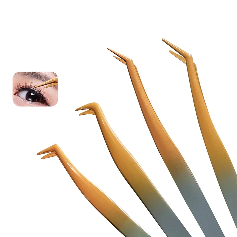 1 Pcs Eyelash Tweezers Eyelash Extension Supplies Tool Gradient Eyelash Extension Tweezers Stainless Steel 3D Precise Clip