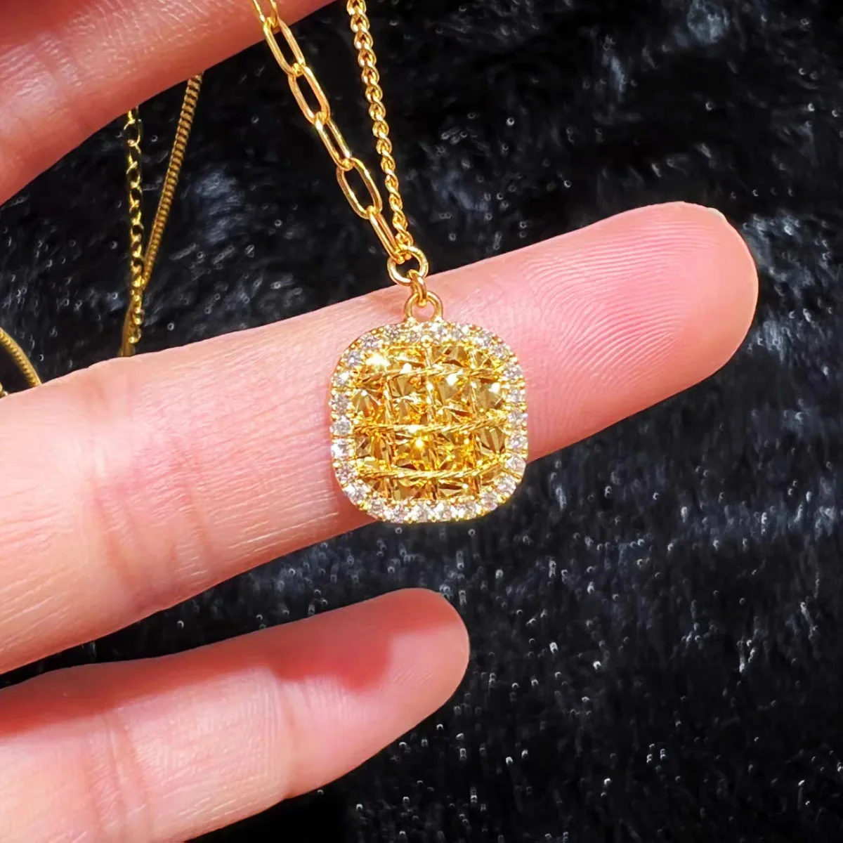 

Kt 14 Gold Color Yellower Sugar Pendant Necklace Set for Women Valentine's Day Birthday Jewelry Ring Necklace Bracelet Gifts
