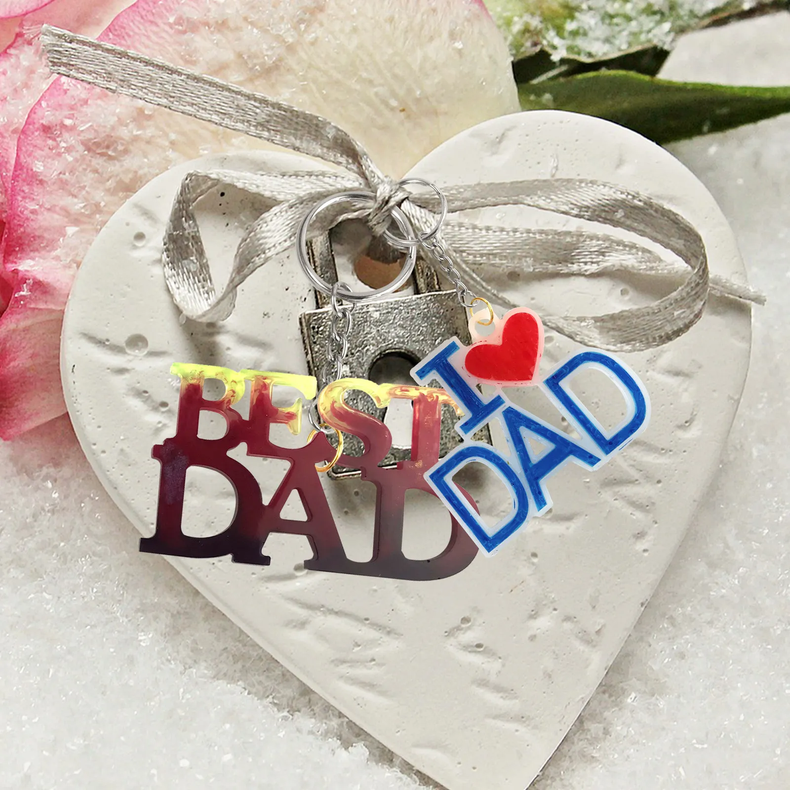 

Набор из 2 легких силиконовых форм для брелоков: подарок на День отца, DIY-формы для кольца-брелока, легко извлекаемые, уникальный декор, набор для рукоделия