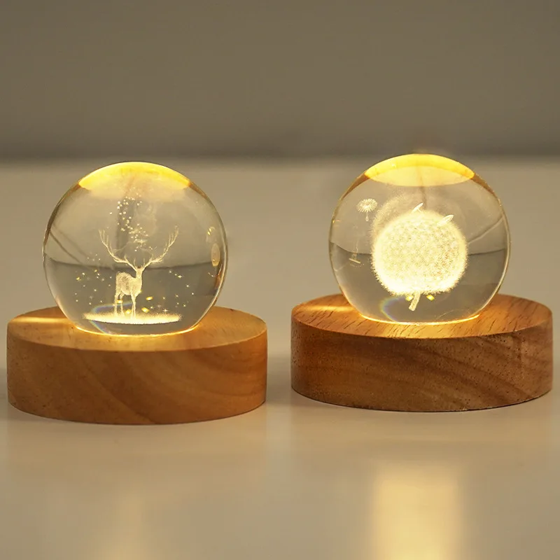 3D Criativo Bola De Cristal Luz Da Noite, Lâmpada Plug-in, Economia De Energia, Sono, Quente De Cabeceira, Luz De Mesa, Decoração Presente, Candeeiros De Mesa