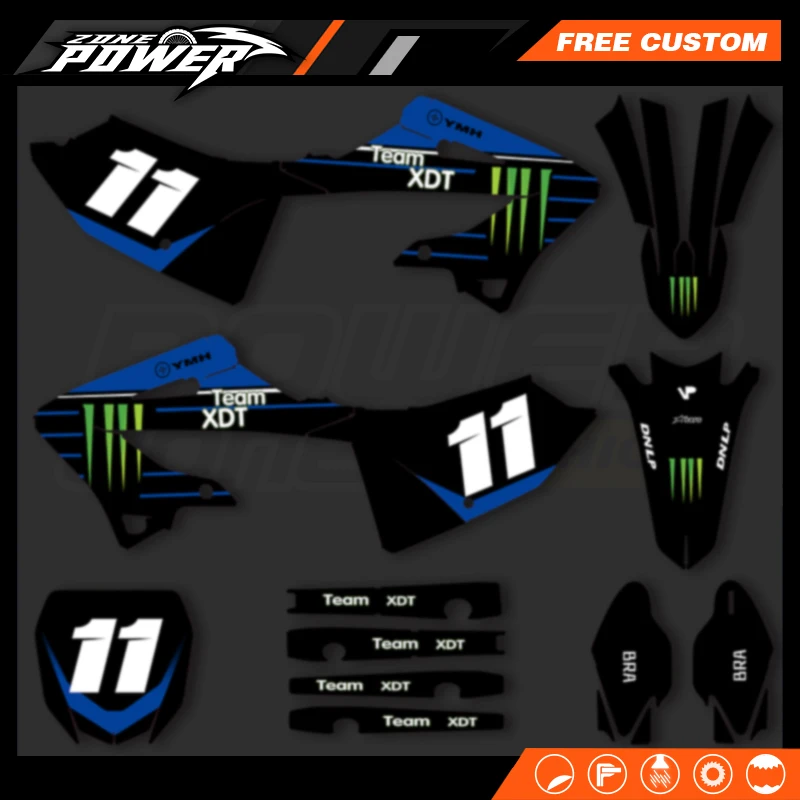 Powerzone Motorcycle Graphics Decals Sticker Kits for Yamaha YZ125 YZ250 2022 2023 2024 Custom Motorcycle Background Stickers