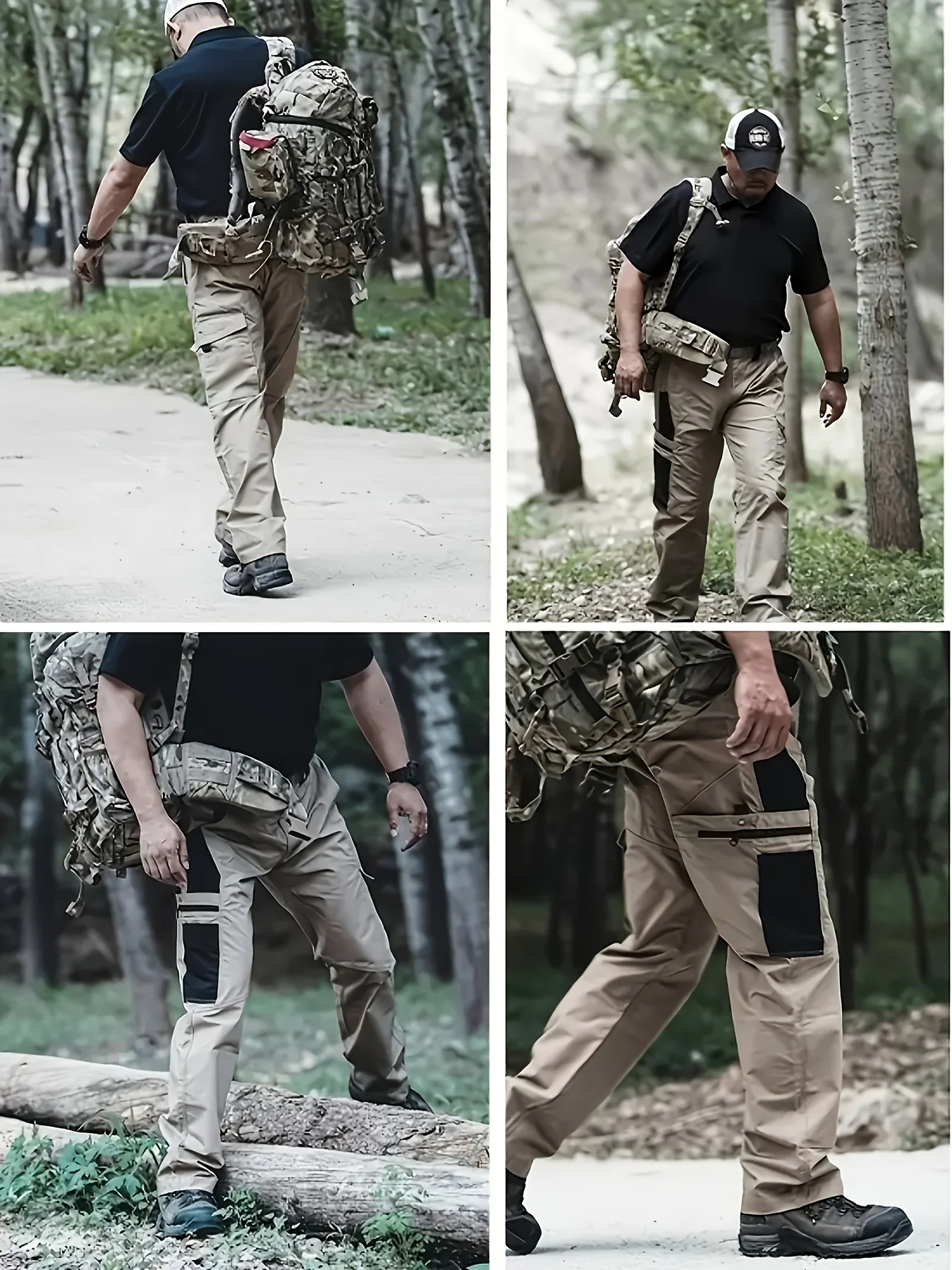 Plus Size Elastic Tactical Cargo Pants for Men Outdoor Hiking Fishing Work Pant Waterproof Men's Multi-pocket Trousers
