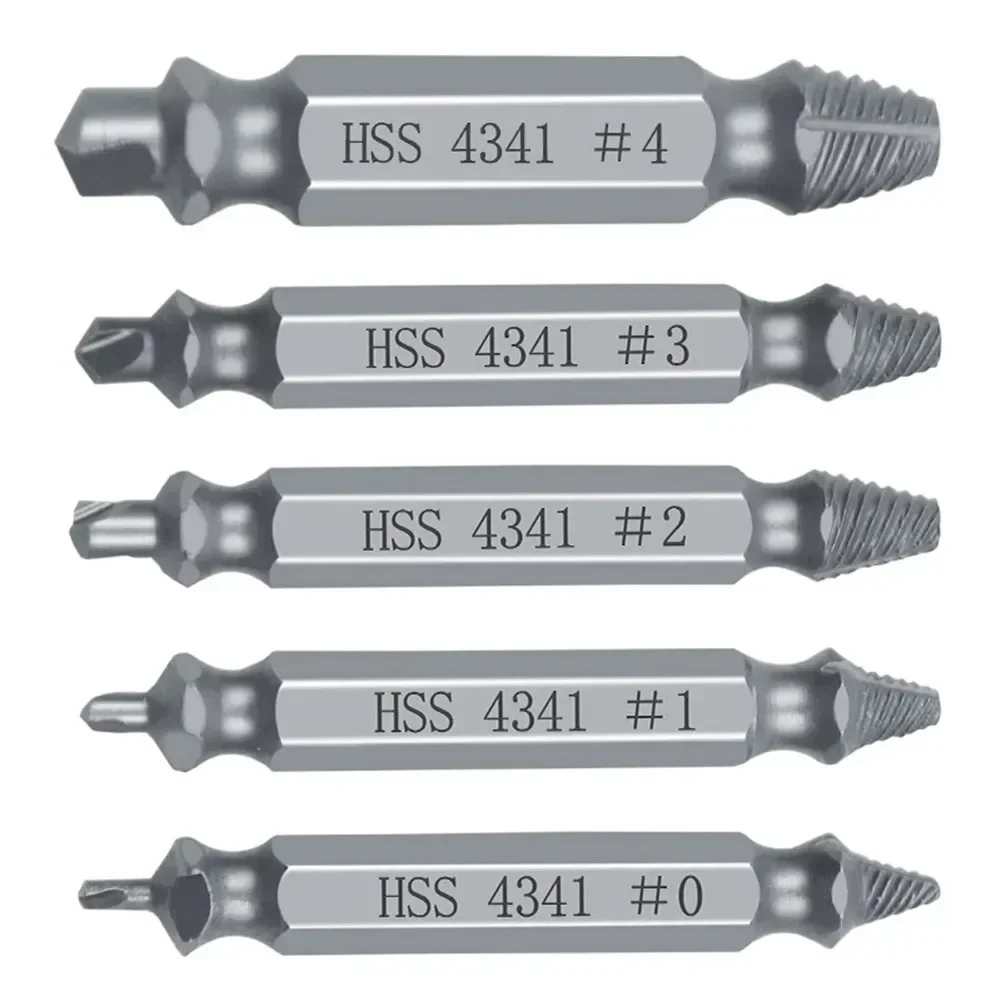 5PCS Broken Damaged Screw Extractor Drill Bits Guide Set Broken Speed Out Easy Out Bolt Stud Stripped Screw Remover Tool