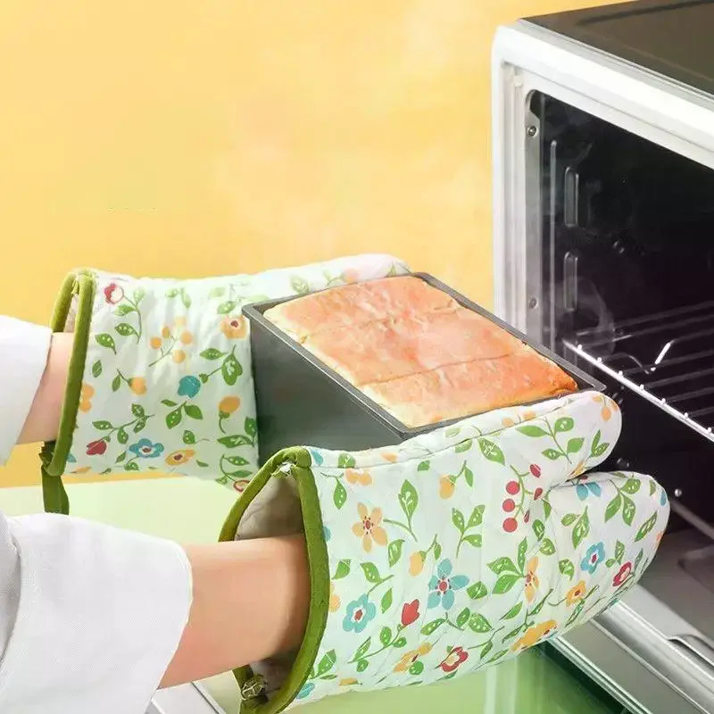 Versatile Printing Microwave Glove Heat Resistant Non-slip Oven Mitt Insulated Washable Baking Glove