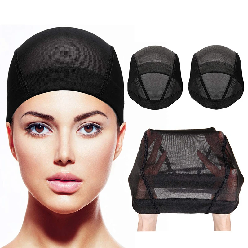 2 Pcs Durable Dome Wig Cap Breathable Mesh Wig Caps For Making Wigs Black Weaving Hat Elastic Hairnets Wig Turban For Women Men