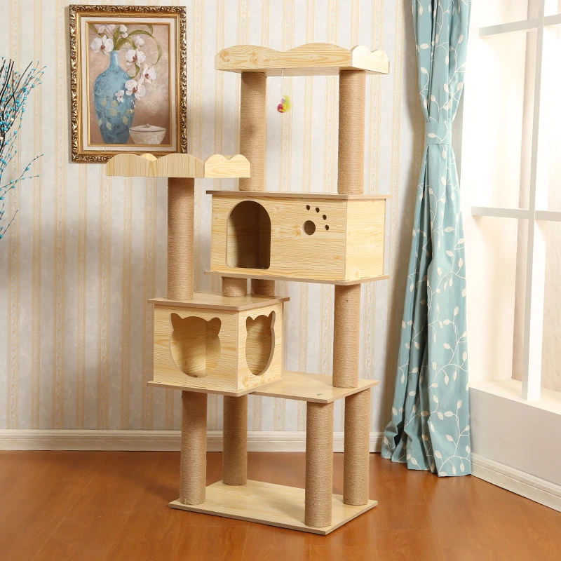 

GMTPET Pet Products Factory OEM Wholesale Luxury Sisal Wooden Cat Condo Furniture Tree Tower the Cat Climb Tower Tree