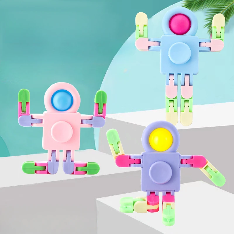 Kinderen Fidget Spinner Keten Mechanische Vervorming Robot POP Squeeze Stress Relief Speelgoed Antistress Tol Tip