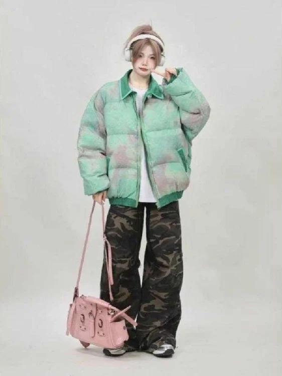 

Женская теплая зимняя куртка большого размера с уникальным окрашенным воротником, хлопковая, на молнии, удлиненная, с эффектом похудения