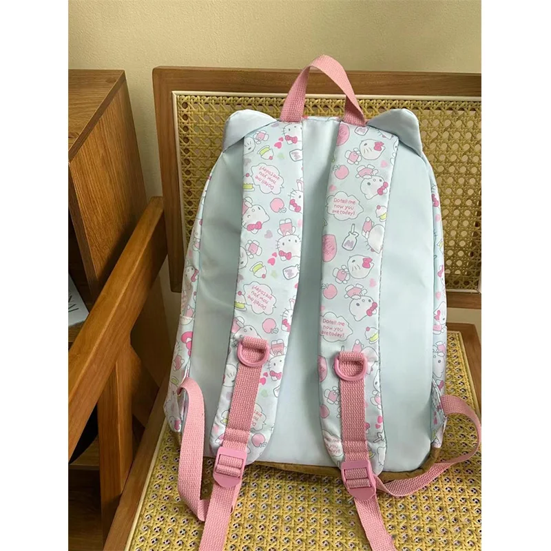 Kawaii Sanrioed Anime Kittys Large Capacity Waterproof Nylon Lightweight Lightweight Student Backpack Christmas Birthday Gift