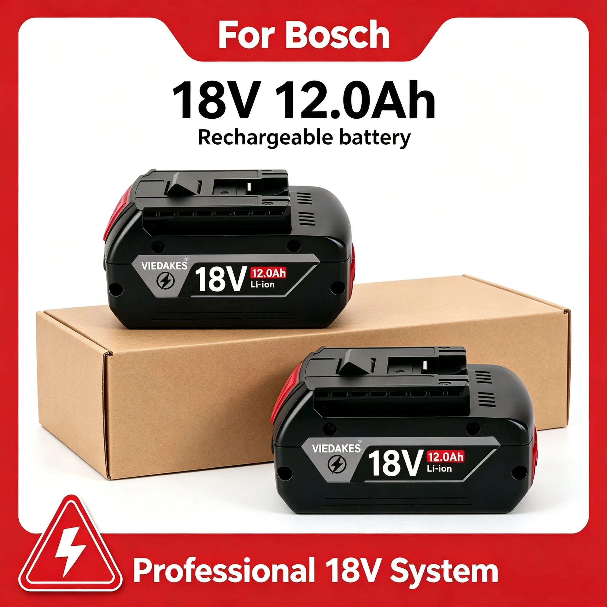Original For Bosch 18V Battery, 12000mAh Backup Batteries, Draadloze Professional System, BAT609 BAT618 GBA18V80 Battery