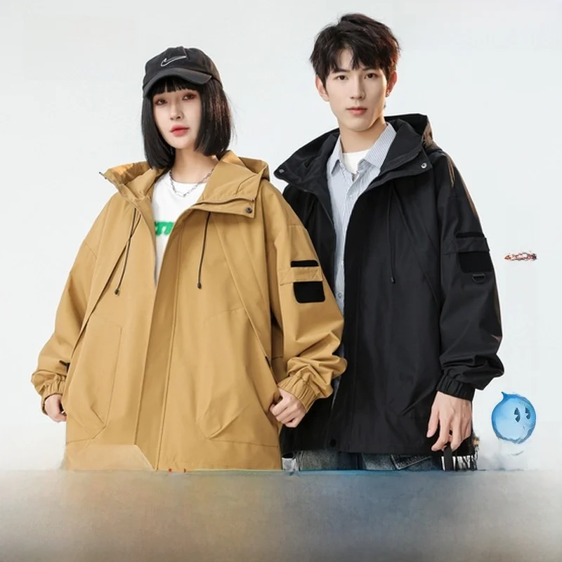 

Snow Flng 2026 Spring Autumn ex Hooded Jaet Coat Cycling Running Men's Sle Polyester Fiber Loose Fit Outerwear