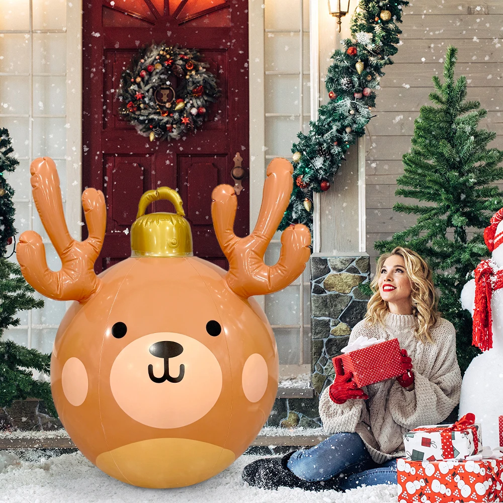 1pc Aufblasbare Geweih Weihnachten Ball PVC Riesen Ball Weihnachten Weihnachten Baum Dekoration Weihnachten Geschenk – Detail 5