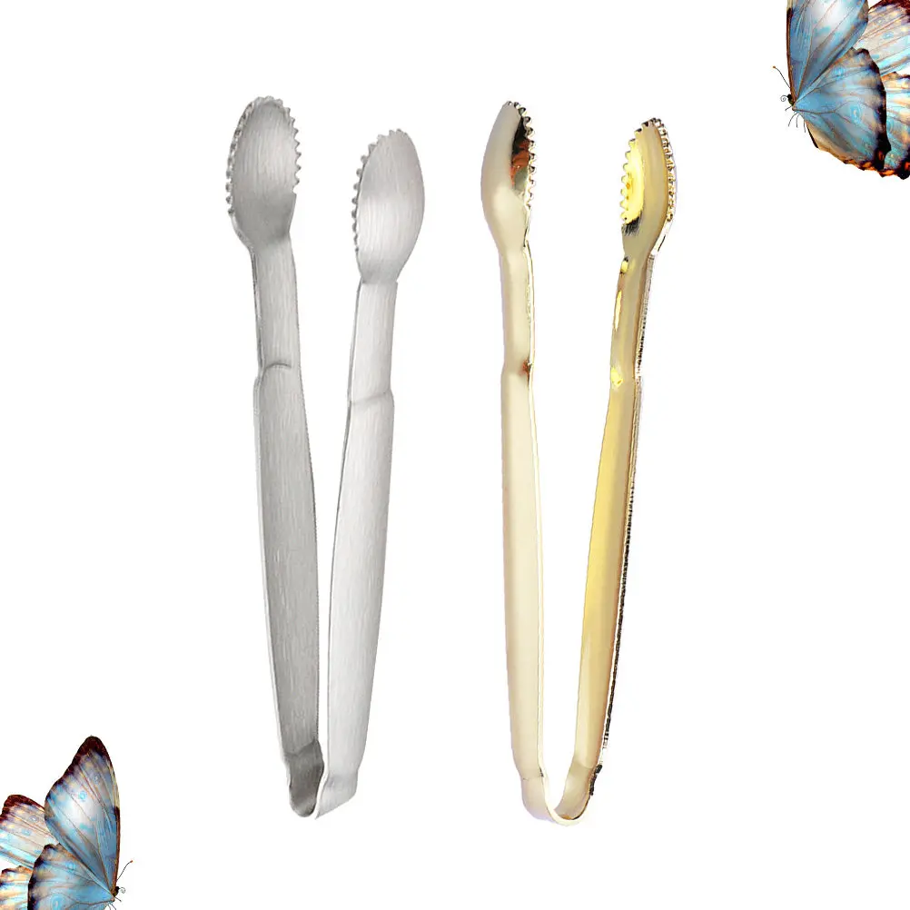 

2Pcs Stainless Steel Sugar Tongs for Cube Sugar Slices Cookies Cheese Appetizers Garden Tea Party Coffee Bar Home Use