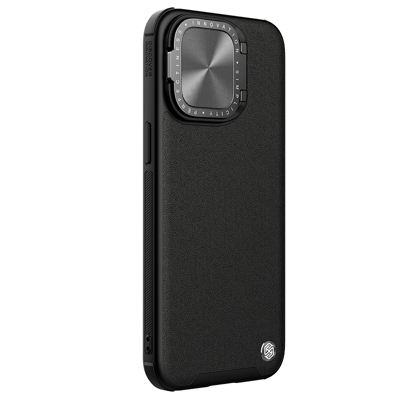 iPhone 15 Pro/15 Pro Max용 NILLKIN 가죽 케이스, 카메라 렌즈 보호, 킥스탠드가 있는 고급 커버, 충격 방지 긁힘 방지
