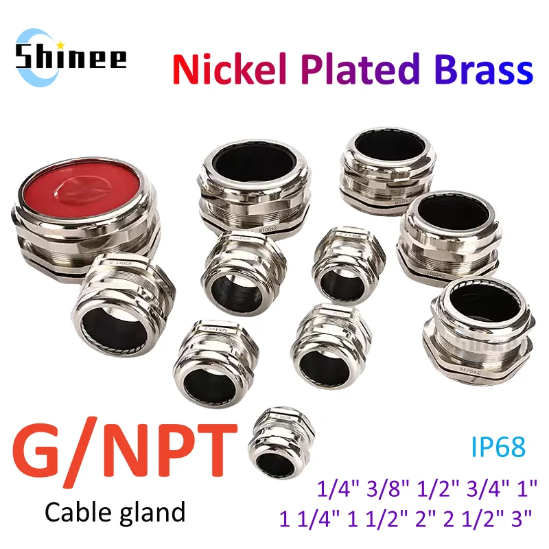 Waterproof Cable Gland IP68 Nickel Plated Brass 1/4