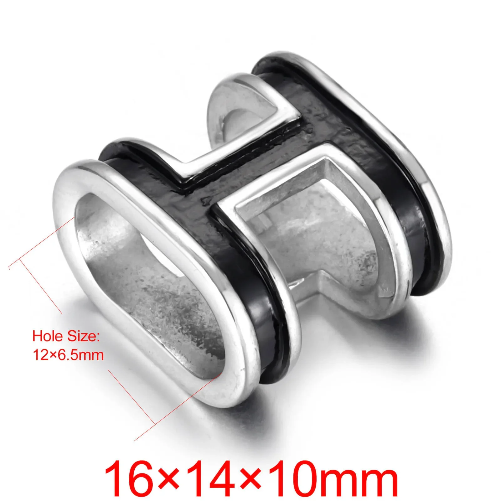 Stainless Steel Slide Charms Alphabet H Hole 12x6mm for Charm Bracelet Making Leather Jewelry DIY Slider Beads Accessories