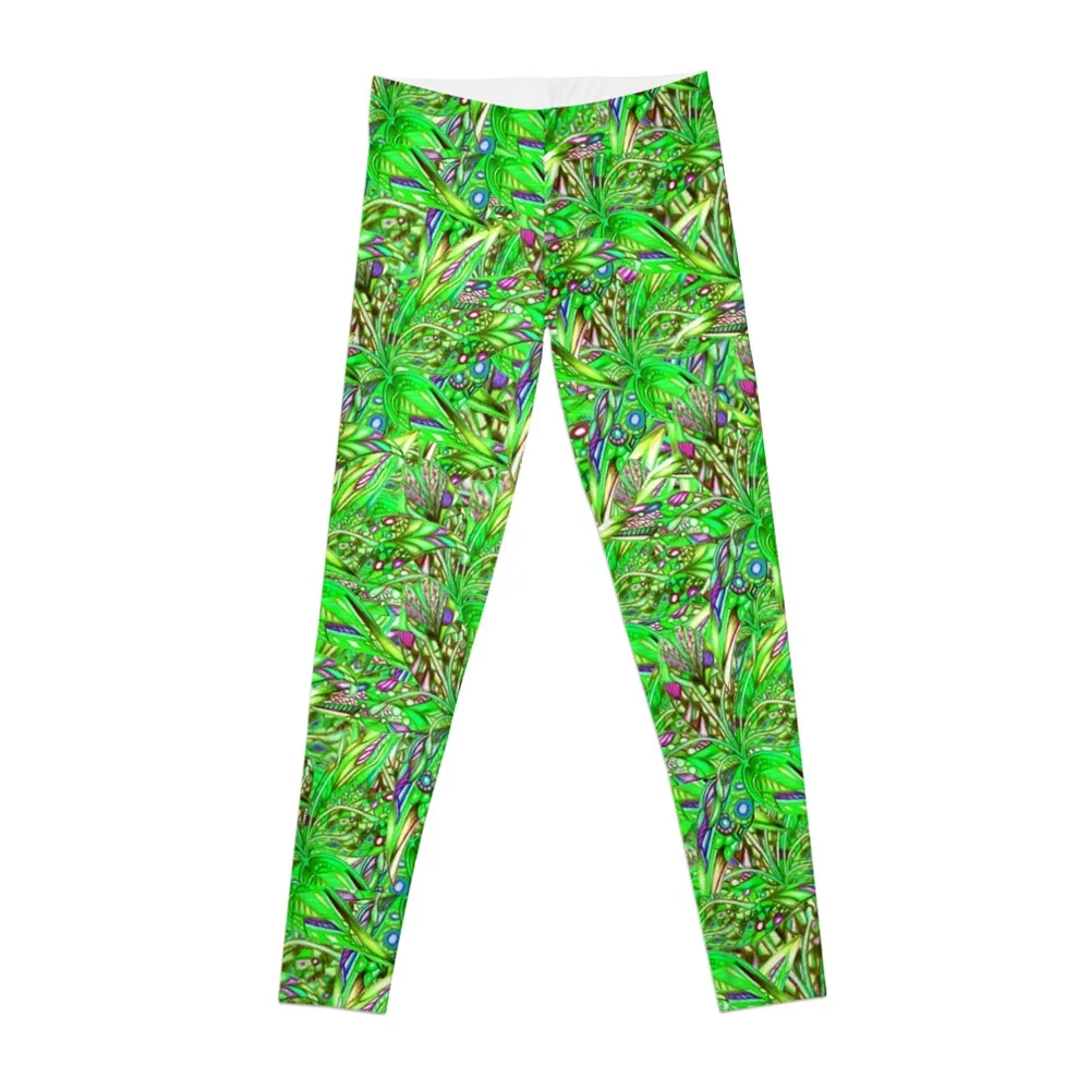 Floral Pattern-Neon Green Leggings sportswear for gym leggins push up woman Womens Leggings