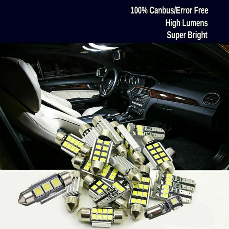 46Pcs LED Car Interior Light Dome Trunk Map License Plate Lamp Bulb Kit