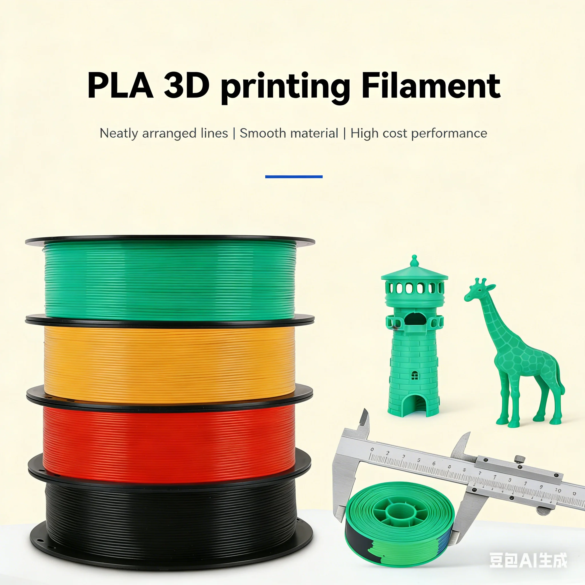 3D Printer Filament 1kg 1.75mm PLA High Precision No Clogging Odorless Eco-Friendly 3D Printing Material For Bambu Lab FDM Print
