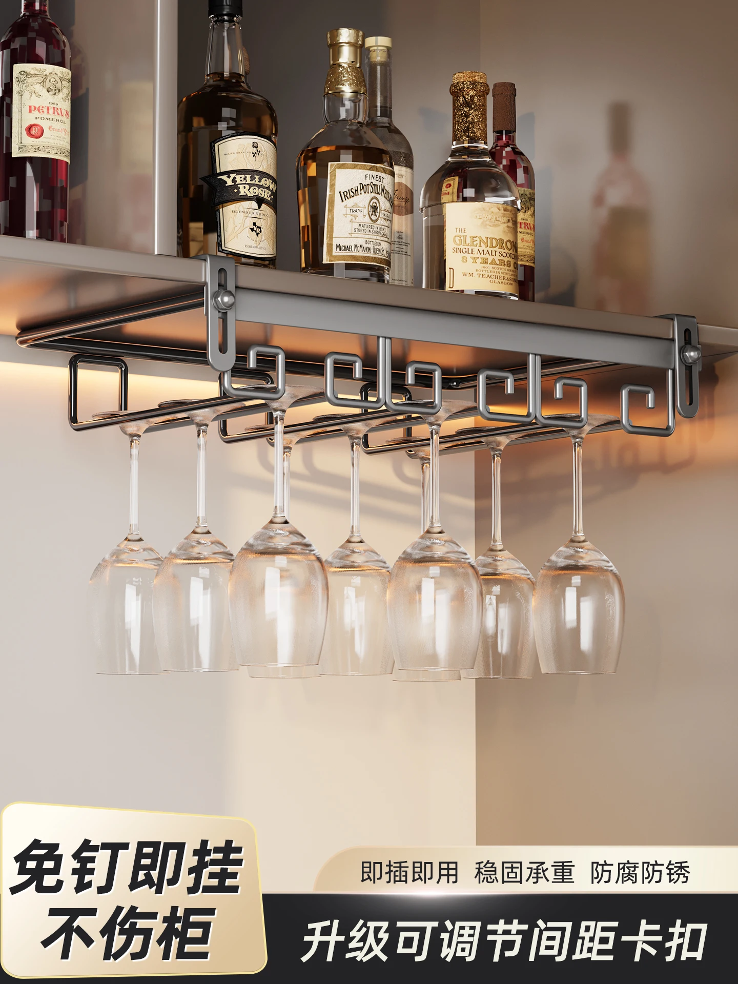 

High-end red wine glass rack upside down goblet rack, cocktail glass storage rack, household wine cabinet wine set ornament