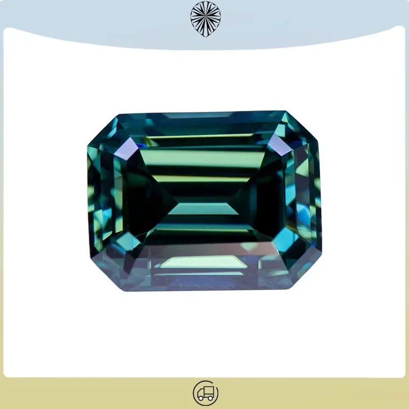 

Moissanite Gemstone Emerald Cut Natural Color Green Lab Grown Diamond Charms Woman Advanced Jewelry Making with GRA Certificate