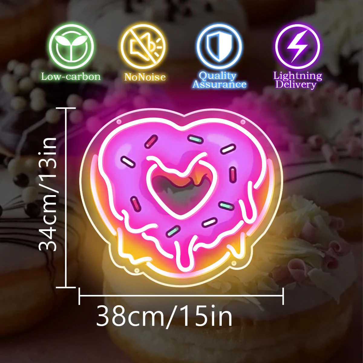 Hartvormige Donuts Open Neonreclames Zijn Van Toepassing Op Dessertwinkels, Supermarktwinkels Led Neonlichten, Maken De Winkel Aantrekkelijker